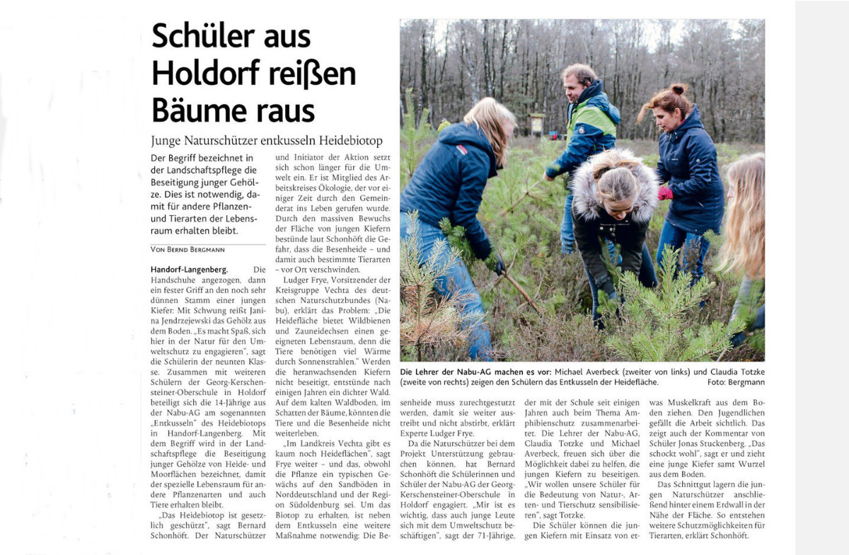 Schülerinnen und Schüler der GKS engagieren sich für den Naturschutz