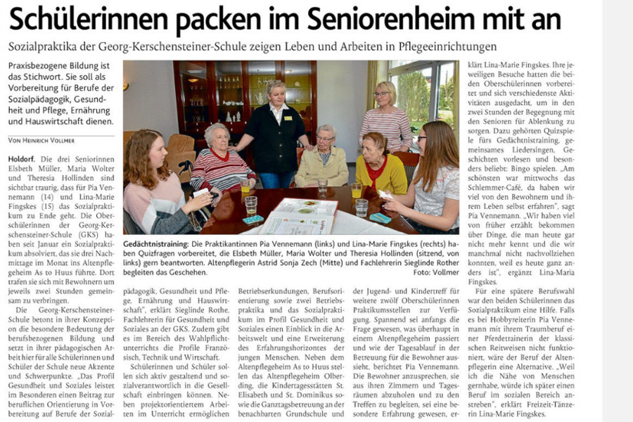 Sozialpraktikum an der GKS Holdorf